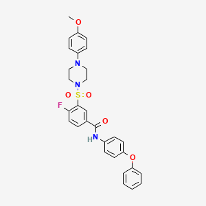 molecular formula C30H28FN3O5S B2624329 4-fluoro-3-{[4-(4-methoxyphenyl)piperazin-1-yl]sulfonyl}-N-(4-phenoxyphenyl)benzamide CAS No. 451509-60-7