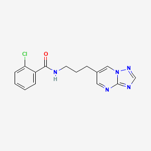 molecular formula C15H14ClN5O B2624333 N-(3-([1,2,4]triazolo[1,5-a]pyrimidin-6-yl)propyl)-2-chlorobenzamide CAS No. 2034557-59-8