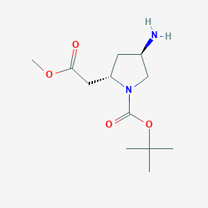 molecular formula C12H22N2O4 B2624353 Tert-butyl (2S,4R)-4-amino-2-(2-methoxy-2-oxoethyl)pyrrolidine-1-carboxylate CAS No. 2126144-65-6
