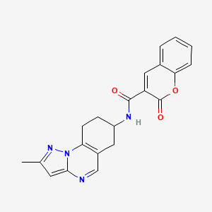 molecular formula C21H18N4O3 B2624359 N-{2-methyl-6H,7H,8H,9H-pyrazolo[1,5-a]quinazolin-7-yl}-2-oxo-2H-chromene-3-carboxamide CAS No. 2097924-33-7