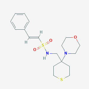 molecular formula C18H26N2O3S2 B2624367 (E)-N-[(4-Morpholin-4-ylthian-4-yl)methyl]-2-phenylethenesulfonamide CAS No. 2380195-89-9