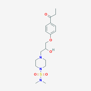 4-[2-hydroxy-3-(4-propanoylphenoxy)propyl]-N,N-dimethylpiperazine-1-sulfonamide