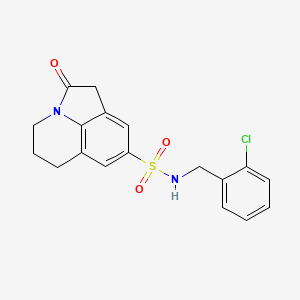 molecular formula C18H17ClN2O3S B2624371 N-(2-chlorobenzyl)-2-oxo-1,2,5,6-tetrahydro-4H-pyrrolo[3,2,1-ij]quinoline-8-sulfonamide CAS No. 896375-93-2