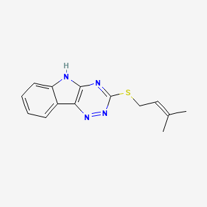 molecular formula C14H14N4S B2624372 3-[(3-methylbut-2-en-1-yl)sulfanyl]-5H-[1,2,4]triazino[5,6-b]indole CAS No. 880457-25-0