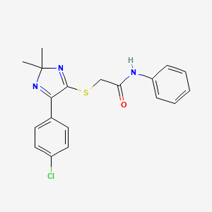molecular formula C19H18ClN3OS B2624379 2-((5-(4-chlorophenyl)-2,2-dimethyl-2H-imidazol-4-yl)thio)-N-phenylacetamide CAS No. 899906-56-0