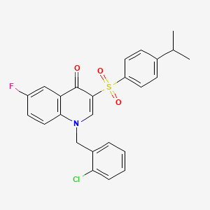 molecular formula C25H21ClFNO3S B2624391 1-(2-chlorobenzyl)-6-fluoro-3-((4-isopropylphenyl)sulfonyl)quinolin-4(1H)-one CAS No. 866844-82-8