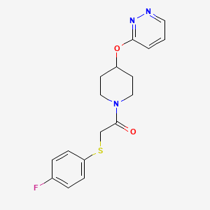 molecular formula C17H18FN3O2S B2624396 2-((4-Fluorophenyl)thio)-1-(4-(pyridazin-3-yloxy)piperidin-1-yl)ethanone CAS No. 1797597-61-5