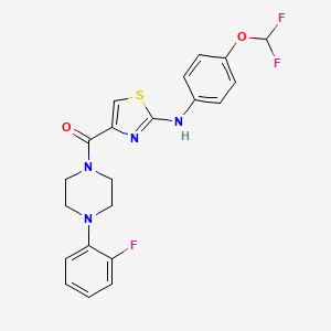 molecular formula C21H19F3N4O2S B2624400 (2-((4-(Difluoromethoxy)phenyl)amino)thiazol-4-yl)(4-(2-fluorophenyl)piperazin-1-yl)methanone CAS No. 1203348-00-8