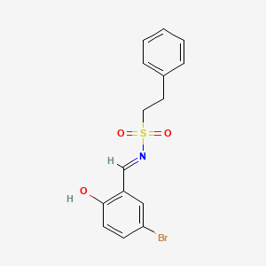 molecular formula C15H14BrNO3S B2624408 N-[(E)-(5-bromo-2-hydroxyphenyl)methylidene]-2-phenylethanesulfonamide CAS No. 301683-51-2