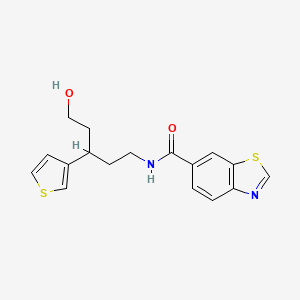 molecular formula C17H18N2O2S2 B2624409 N-(5-hydroxy-3-(thiophen-3-yl)pentyl)benzo[d]thiazole-6-carboxamide CAS No. 2034564-05-9