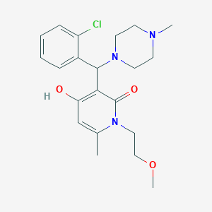 molecular formula C21H28ClN3O3 B2624413 3-((2-chlorophenyl)(4-methylpiperazin-1-yl)methyl)-4-hydroxy-1-(2-methoxyethyl)-6-methylpyridin-2(1H)-one CAS No. 897734-97-3