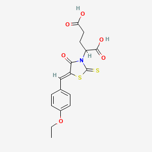 molecular formula C17H17NO6S2 B2624417 2-[(5Z)-5-[(4-ethoxyphenyl)methylidene]-4-oxo-2-sulfanylidene-1,3-thiazolidin-3-yl]pentanedioic acid CAS No. 853903-92-1