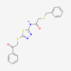 2-benzylsulfanyl-N-(5-phenacylsulfanyl-1,3,4-thiadiazol-2-yl)acetamide