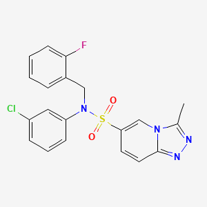 molecular formula C20H16ClFN4O2S B2624434 N-(3-chlorophenyl)-N-[(2-fluorophenyl)methyl]-3-methyl-[1,2,4]triazolo[4,3-a]pyridine-6-sulfonamide CAS No. 1251605-32-9