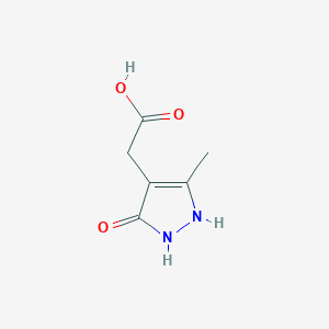 molecular formula C6H8N2O3 B2624451 (5-Methyl-3-oxo-2,3-dihydro-1H-pyrazol-4-YL)acetic acid CAS No. 915919-78-7
