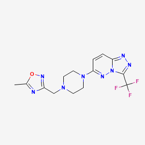 molecular formula C14H15F3N8O B2624464 1-[(5-Methyl-1,2,4-oxadiazol-3-yl)methyl]-4-[3-(trifluoromethyl)-[1,2,4]triazolo[4,3-b]pyridazin-6-yl]piperazine CAS No. 2415465-07-3