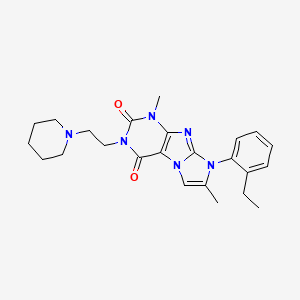 molecular formula C24H30N6O2 B2624465 8-(2-ethylphenyl)-1,7-dimethyl-3-(2-(piperidin-1-yl)ethyl)-1H-imidazo[2,1-f]purine-2,4(3H,8H)-dione CAS No. 896599-71-6