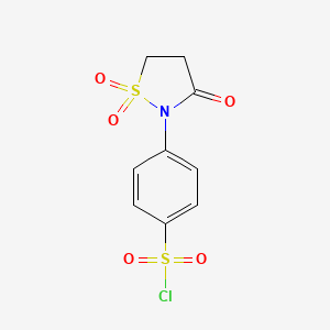 molecular formula C9H8ClNO5S2 B2624466 4-(1,1,3-Trioxo-1$l^{6},2-thiazolidin-2-yl)benzene-1-sulfonyl chloride CAS No. 889940-71-0