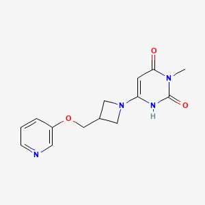 molecular formula C14H16N4O3 B2624468 3-Methyl-6-[3-(pyridin-3-yloxymethyl)azetidin-1-yl]-1H-pyrimidine-2,4-dione CAS No. 2380141-98-8