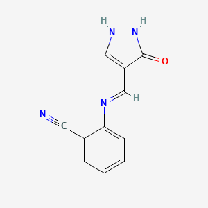 molecular formula C11H8N4O B2624472 2-{[(5-oxo-1,5-dihydro-4H-pyrazol-4-yliden)methyl]amino}benzenecarbonitrile CAS No. 339020-78-9