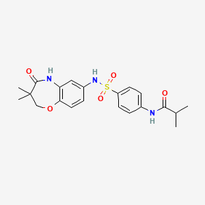 molecular formula C21H25N3O5S B2624473 N-(4-(N-(3,3-dimethyl-4-oxo-2,3,4,5-tetrahydrobenzo[b][1,4]oxazepin-7-yl)sulfamoyl)phenyl)isobutyramide CAS No. 921916-16-7