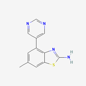 molecular formula C12H10N4S B2624475 6-Methyl-4-(pyrimidin-5-yl)benzo[d]thiazol-2-amine CAS No. 2108726-16-3