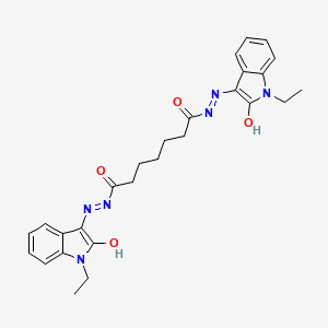 molecular formula C27H30N6O4 B2624476 (N'1Z,N'7Z)-N'1,N'7-bis(1-ethyl-2-oxoindolin-3-ylidene)heptanedihydrazide CAS No. 488861-09-2