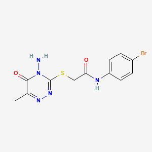 molecular formula C12H12BrN5O2S B2624483 2-[(4-amino-6-methyl-5-oxo-1,2,4-triazin-3-yl)sulfanyl]-N-(4-bromophenyl)acetamide CAS No. 869067-66-3