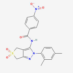 molecular formula C20H18N4O5S B2624518 N-[2-(2,4-dimethylphenyl)-5,5-dioxo-2H,4H,6H-5lambda6-thieno[3,4-c]pyrazol-3-yl]-4-nitrobenzamide CAS No. 450339-60-3
