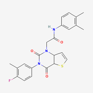 molecular formula C23H20FN3O3S B2624524 N-(3,4-dimethylphenyl)-2-[3-(4-fluoro-3-methylphenyl)-2,4-dioxo-1H,2H,3H,4H-thieno[3,2-d]pyrimidin-1-yl]acetamide CAS No. 1261002-98-5