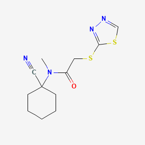 molecular formula C12H16N4OS2 B2624527 N-(1-cyanocyclohexyl)-N-methyl-2-(1,3,4-thiadiazol-2-ylsulfanyl)acetamide CAS No. 876697-05-1