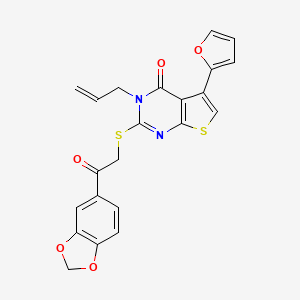 molecular formula C22H16N2O5S2 B2624528 3-allyl-2-((2-(benzo[d][1,3]dioxol-5-yl)-2-oxoethyl)thio)-5-(furan-2-yl)thieno[2,3-d]pyrimidin-4(3H)-one CAS No. 503431-85-4