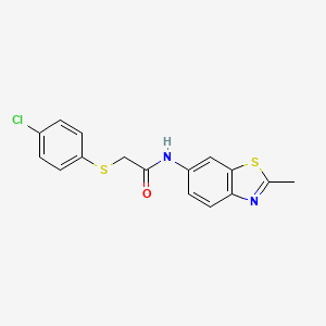 molecular formula C16H13ClN2OS2 B2624529 2-((4-chlorophenyl)thio)-N-(2-methylbenzo[d]thiazol-6-yl)acetamide CAS No. 895468-88-9
