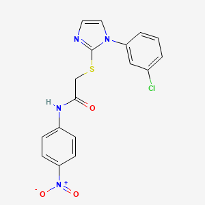 molecular formula C17H13ClN4O3S B2624531 2-((1-(3-chlorophenyl)-1H-imidazol-2-yl)thio)-N-(4-nitrophenyl)acetamide CAS No. 851079-03-3