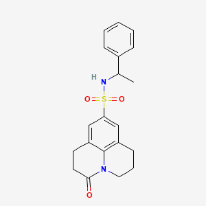 molecular formula C20H22N2O3S B2624532 3-oxo-N-(1-phenylethyl)-1,2,3,5,6,7-hexahydropyrido[3,2,1-ij]quinoline-9-sulfonamide CAS No. 898423-49-9