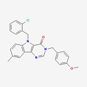 molecular formula C26H22ClN3O2 B2624534 5-(2-chlorobenzyl)-3-(4-methoxybenzyl)-8-methyl-3H-pyrimido[5,4-b]indol-4(5H)-one CAS No. 1190015-74-7