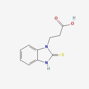 molecular formula C10H10N2O2S B2624538 3-(2-sulfanylidene-2,3-dihydro-1H-1,3-benzodiazol-1-yl)propanoic acid CAS No. 26345-75-5