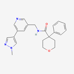 molecular formula C22H24N4O2 B2624550 N-{[5-(1-methyl-1H-pyrazol-4-yl)pyridin-3-yl]methyl}-4-phenyloxane-4-carboxamide CAS No. 2034382-54-0