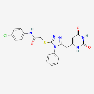 molecular formula C21H17ClN6O3S B2624738 N-(4-chlorophenyl)-2-({5-[(2,6-dioxo-1,2,3,6-tetrahydropyrimidin-4-yl)methyl]-4-phenyl-4H-1,2,4-triazol-3-yl}sulfanyl)acetamide CAS No. 852046-72-1