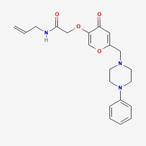 molecular formula C21H25N3O4 B2624743 N-allyl-2-((4-oxo-6-((4-phenylpiperazin-1-yl)methyl)-4H-pyran-3-yl)oxy)acetamide CAS No. 898465-04-8