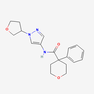 molecular formula C19H23N3O3 B2624815 N-[1-(oxolan-3-yl)-1H-pyrazol-4-yl]-4-phenyloxane-4-carboxamide CAS No. 1797318-69-4