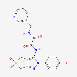 molecular formula C19H16FN5O4S B2624821 N-[2-(4-fluorophenyl)-5,5-dioxo-2H,4H,6H-5lambda6-thieno[3,4-c]pyrazol-3-yl]-N'-[(pyridin-3-yl)methyl]ethanediamide CAS No. 899961-94-5