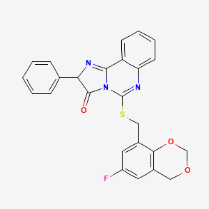 B2624833 5-{[(6-fluoro-2,4-dihydro-1,3-benzodioxin-8-yl)methyl]sulfanyl}-2-phenyl-2H,3H-imidazo[1,2-c]quinazolin-3-one CAS No. 958583-31-8