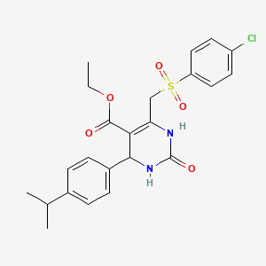molecular formula C23H25ClN2O5S B2624834 ethyl 6-[(4-chlorobenzenesulfonyl)methyl]-2-oxo-4-[4-(propan-2-yl)phenyl]-1,2,3,4-tetrahydropyrimidine-5-carboxylate CAS No. 866340-23-0