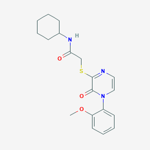 molecular formula C19H23N3O3S B2624856 N-cyclohexyl-2-{[4-(2-methoxyphenyl)-3-oxo-3,4-dihydropyrazin-2-yl]sulfanyl}acetamide CAS No. 899759-30-9