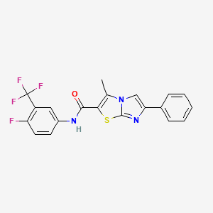 molecular formula C20H13F4N3OS B2624900 N-[4-fluoro-3-(trifluoromethyl)phenyl]-3-methyl-6-phenylimidazo[2,1-b][1,3]thiazole-2-carboxamide CAS No. 933211-79-1