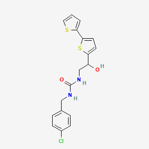 molecular formula C18H17ClN2O2S2 B2624928 3-(2-{[2,2'-Bithiophene]-5-yl}-2-hydroxyethyl)-1-[(4-chlorophenyl)methyl]urea CAS No. 2097900-12-2