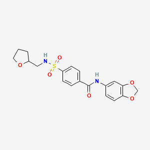 molecular formula C19H20N2O6S B2624934 N-(1,3-benzodioxol-5-yl)-4-[(tetrahydrofuran-2-ylmethyl)sulfamoyl]benzamide CAS No. 612525-96-9