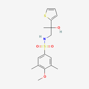 molecular formula C16H21NO4S2 B2625004 N-(2-hydroxy-2-(thiophen-2-yl)propyl)-4-methoxy-3,5-dimethylbenzenesulfonamide CAS No. 1351614-91-9