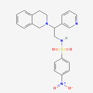 molecular formula C22H22N4O4S B2625024 N-(2-(3,4-dihydroisoquinolin-2(1H)-yl)-2-(pyridin-3-yl)ethyl)-4-nitrobenzenesulfonamide CAS No. 898458-05-4